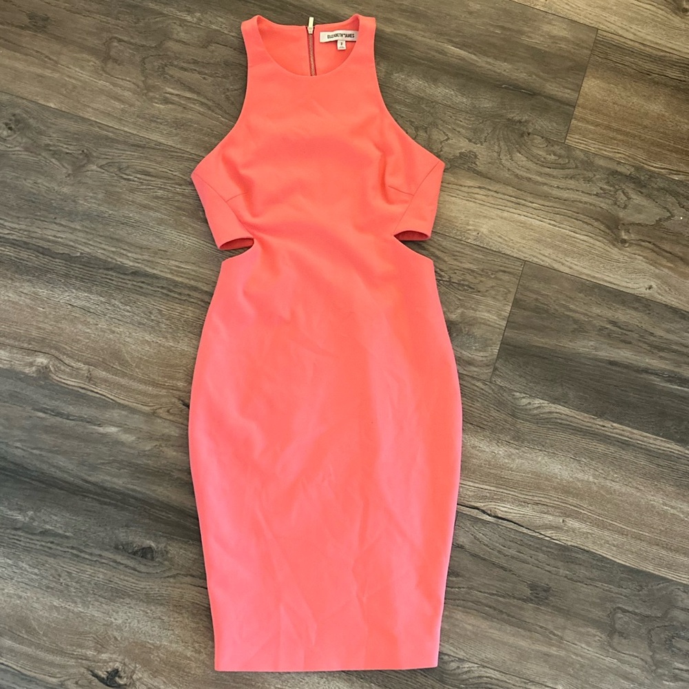 Elizabeth James pink cutout midi dress size 2